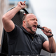 InfoWars host Alex Jones, seen at a rally against coronavirus lockdowns outside the Texas State Capital building in April 2020 in Austin, Texas.